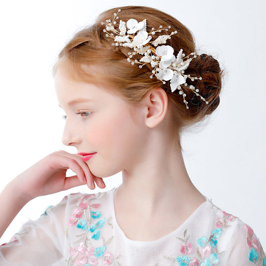 バレッタ 子供 ホワイト フラワー ヘアアクセサリー JA0005