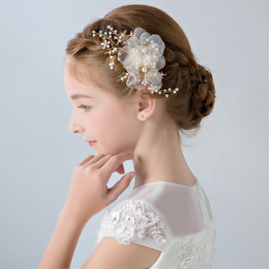 クリップ 子供 ホワイト フラワー ヘアアクセサリー JA0017
