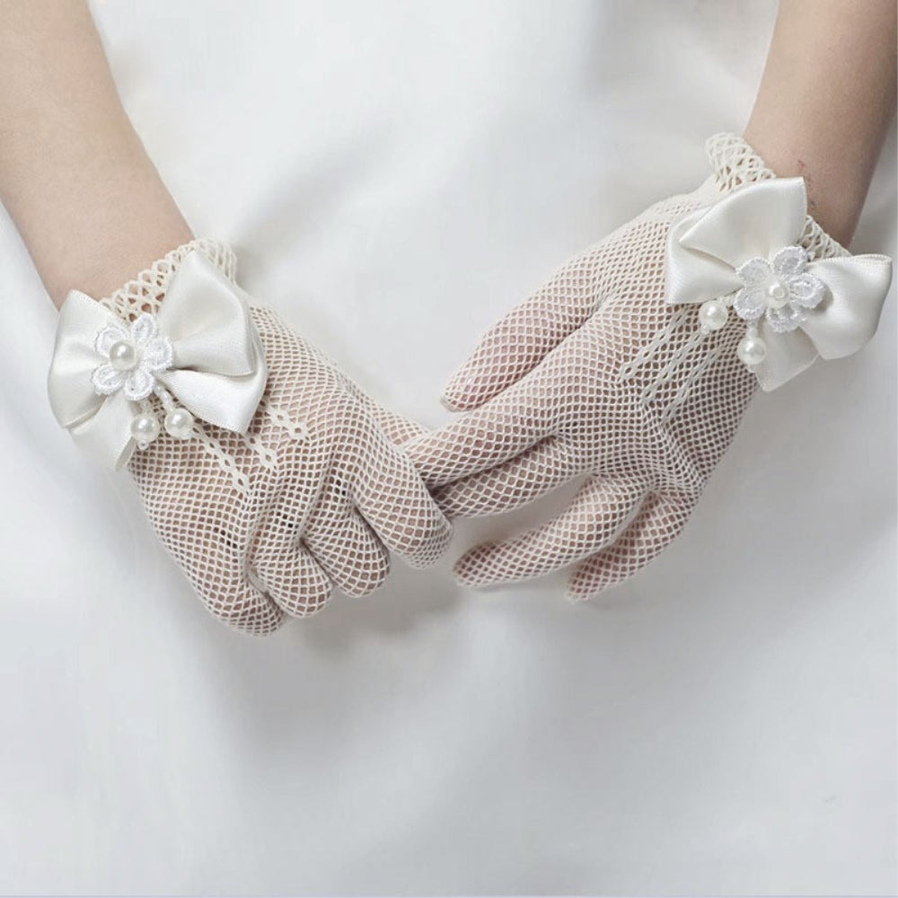 グローブ 子供 リボン メッシュ 手袋 ドレス用品 JZ0017