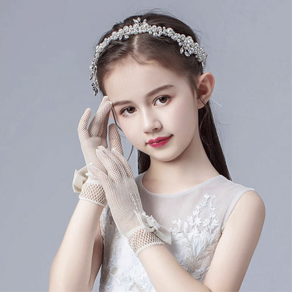 グローブ 子供 リボン メッシュ 手袋 ドレス用品 JZ0017