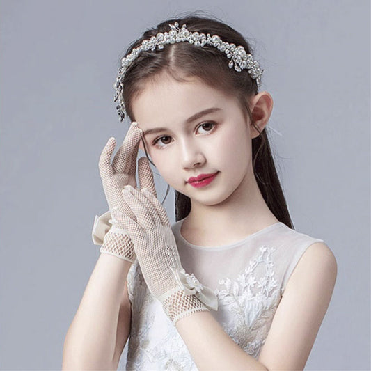 グローブ 子供 リボン メッシュ 手袋 ドレス用品 JZ0017